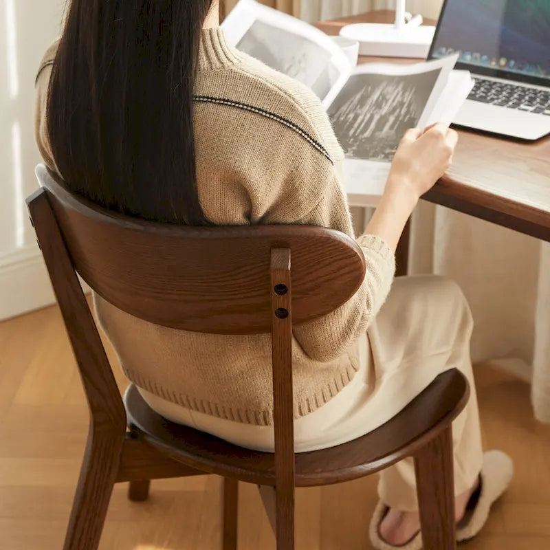 Chaise de salle à manger en chêne massif de qualité FAS, style moderne du milieu du siècle